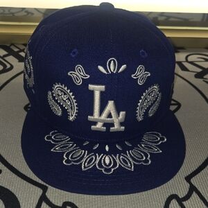 Blue Custom LA Embroidered Cap Size 7 1/2